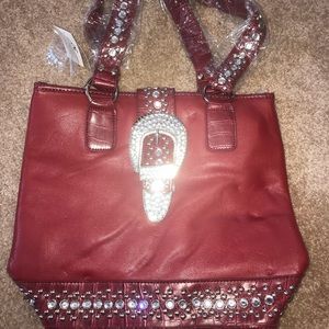 Red Purse with Rhinestones and Red Interior